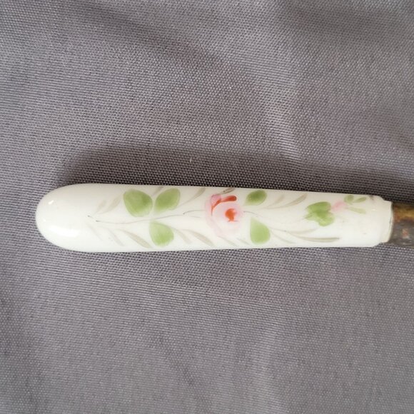 Vintage Stahl Bronce Knife With Ceramic Floral Handle & Brass Blade - Picture 2 of 6